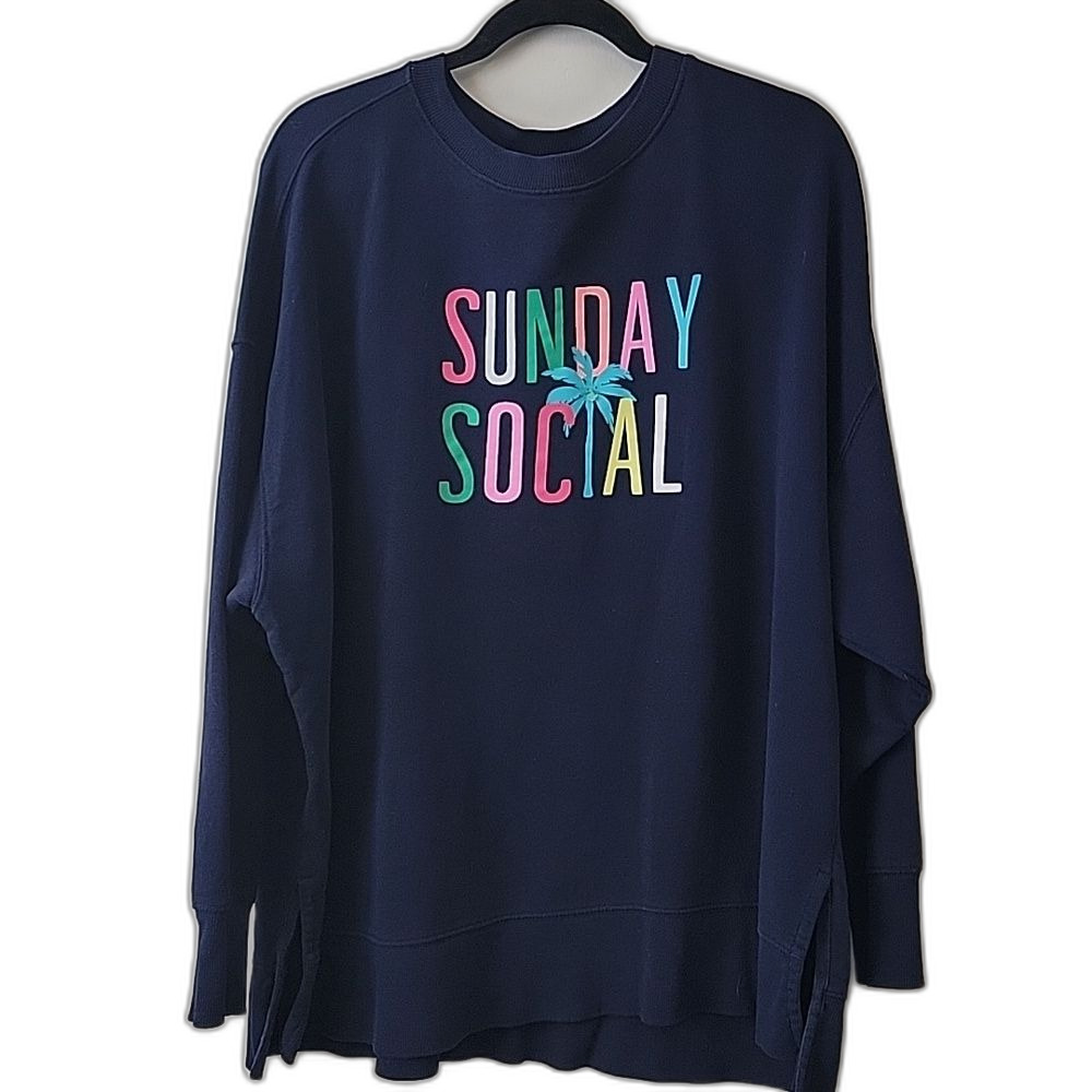 Crown & Ivy Navy Sunday Social Sweater